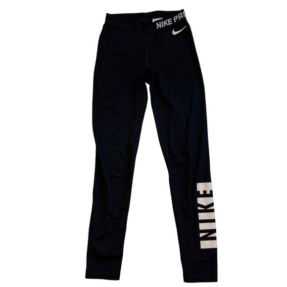 Nike Pro Training Leggings Womens Small Black Dri Fit Compression Workout *FLAW* - Picture 1 of 12